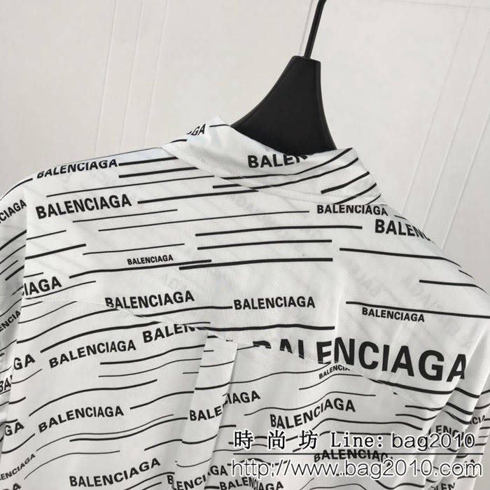 Balenciag@19ss秋冬新款襯衣 全身印花logo 定制絲光混紡面料 高版本情侶款 ydi2363